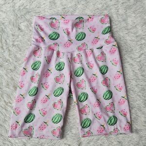 Pink Watermelon Print Biker Shorts